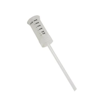 Dávkovací odměrka 25 ml s tryskou, bílé provedení, stupnice