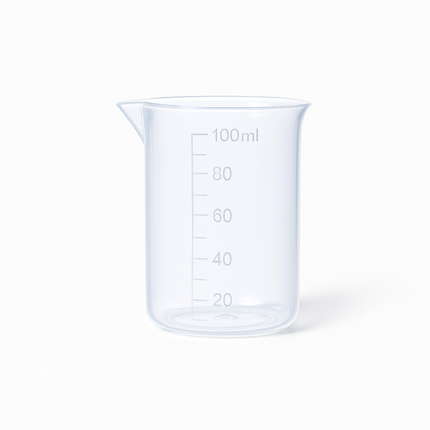 Odměrka 100 ml z průhledného plastu, stupnice 20–100 ml