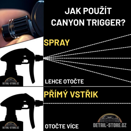 Rozprašovač s páčkou na spoušti a výstřikem trysky, černý