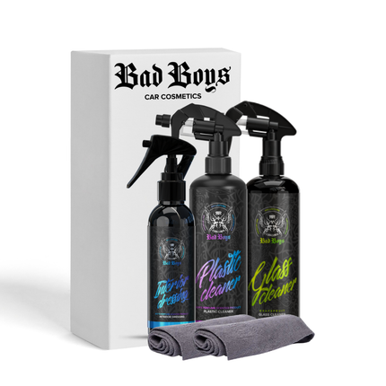 Sada na čištění plastů: 2 rozprašovače a 2 šedé utěrky, Bad Boys