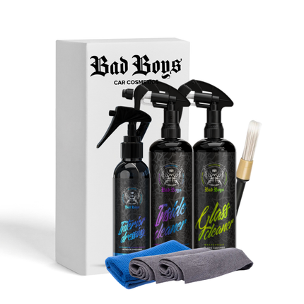 Sada na čištění interiéru Bad Boys: spreje, kartáček a utěrky v balení