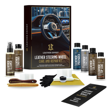 Leather Expert Leather Steering Wheel Care and Repair Kit Black Matte