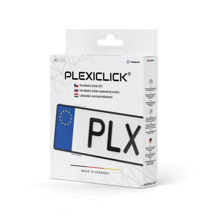 Balení PLEXICLICK neviditelných držáků SPZ pro CZ, kartonová krabička