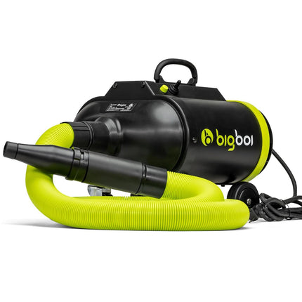 Elektrický vysoušeč BigBoi BlowR PRO MK II, černý s limetkovou hadicí a madlem