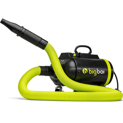 Elektrický vysoušeč BigBoi BlowR PRO MK II, černý s limetkovými hadicemi a tryskou